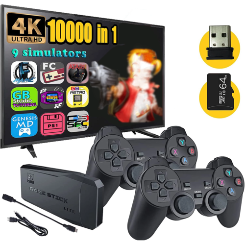 Konsola do gier HD z bezprzewodowymi padami 2.4G – Stick z 10 000 gier